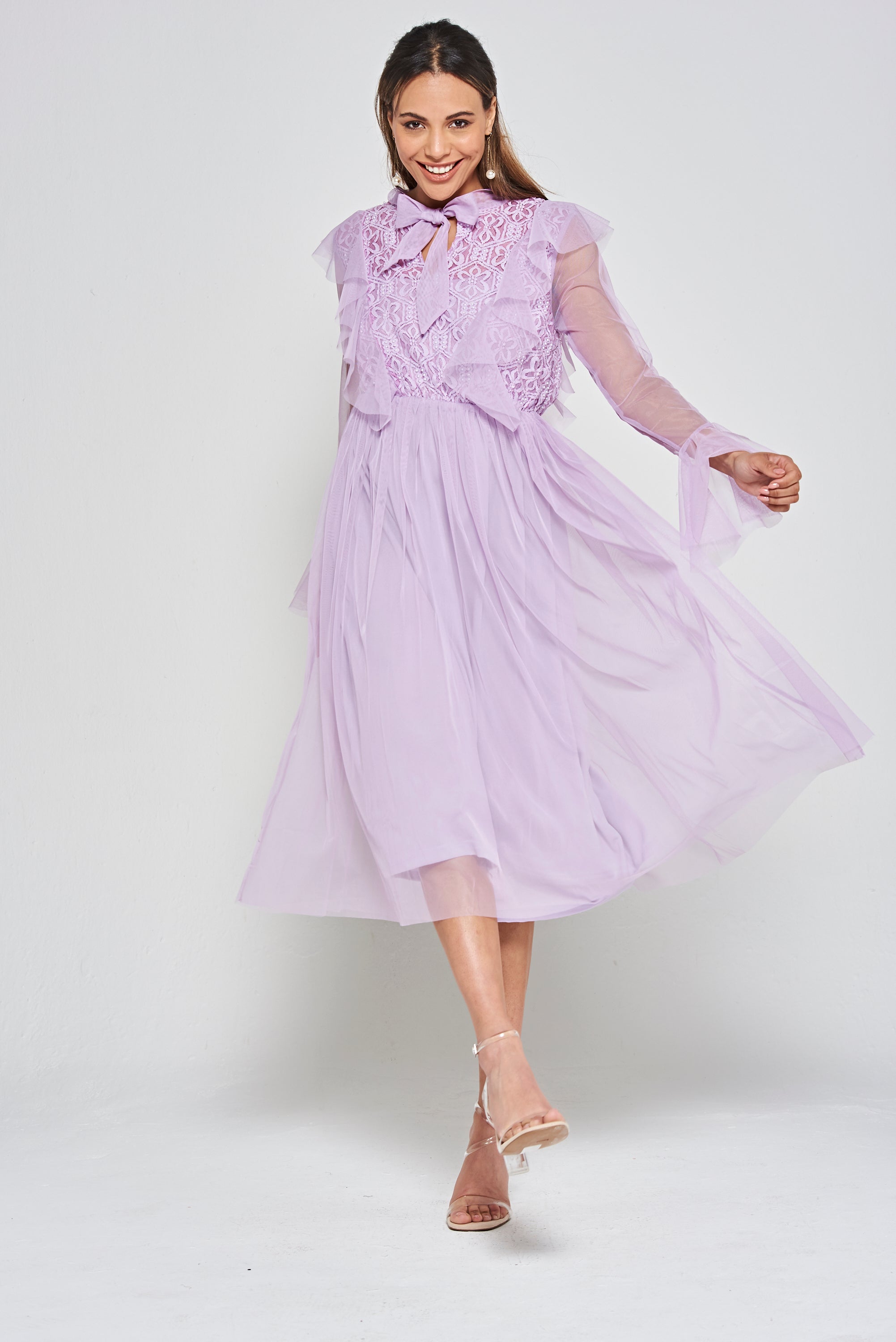 lilac midi dress